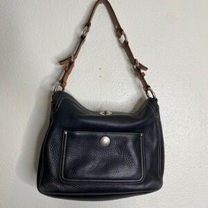 Vtg Coach DO6S-10131‎ Chelsea Brown Pebbled Leather Bag w/ Turn Lock